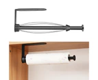 1 Set Paper Towel Holder Single Hand Operable Punch Free Kitchen Bathroom under Cabinet Rolling Paper Rack for Daily Use - Black