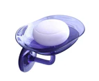 1 Set Soap Holder Wall Mounted Punch-free Self Adhesive with Draining Hole Petal Shape Bathroom Shower Portable Soap Dish - Purple