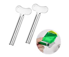 2Pcs Toothpaste Squeezer Multifunctional Labor-saving Reusable Stainless Steel Tube Creams Paint Squeezer Tool - Silver