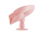 2Pcs Soap Dish Non-slip Suction Cup Lotus Leaf Shape Exquisite Bathroom Shower Soap Tray for Kitchen - Pink