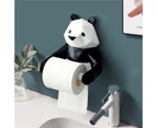 1 Set Toilet Tissue Holder Wall Mounted Self Adhesive Resin Hanging Panda Pattern Roll Paper Dispenser Rack for Home - Black