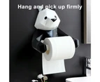 1 Set Toilet Tissue Holder Wall Mounted Self Adhesive Resin Hanging Panda Pattern Roll Paper Dispenser Rack for Home - Black