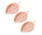 3Pcs Soap Tray Creative Leaf Design Double Layer Detachable Hollow Out Bathroom Laundry Soap Stand Shelf - Pink