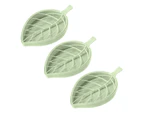 3Pcs Soap Tray Creative Leaf Design Double Layer Detachable Hollow Out Bathroom Laundry Soap Stand Shelf - Green