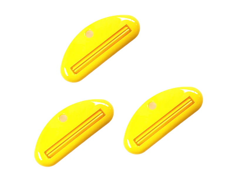3Pcs Toothpaste Squeezers Ergonomics Colorful Multi-use Plastic Manual Tool Squeezing Universal Face Cleanser Rolling Squeezing Dispensers - Yellow
