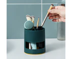 Chopsticks Holder Creative Washable Detachable Division Design Novelty Ventilation Round Makeup Brush Storage Rack Bucket - Green