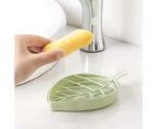 3Pcs Soap Tray Creative Leaf Design Double Layer Detachable Hollow Out Bathroom Laundry Soap Stand Shelf - Green