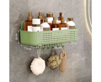 Bathroom Storage Rack Punch-free Hollow Strong Load-bearing Space Saving Large Capacity Organizer Easy Installation Wall-mounted Bathroom Holder - Green