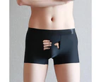 Men Underpants Cartoon Pattern Close Fit Sweat Absorbing Stretchy U Convex Panties for Daily Wear - Black
