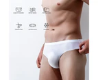Men Briefs Transparent Stretchy No Trace Hidden Waistband Plus Size Quick Dry Underpants Panties Underwear for Honeymoon - White
