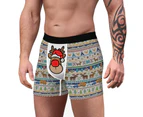 Men Underpants 3D Printing U Convex Funny Christmas Element Print Stretchy Panties for Daily Wear - Brown