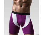 Boxer Underwear Elastic Mid Waist Fat Burning Modal Men Briefs for Running - Purple