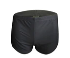 Men Boxers Mid Waist Casual Solid Color Lightweight Men Underpants for Sleeping - Black