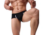 Men Underpants Contrast Color Slim Fit Sweat Absorption Wear-resistant Men Briefs for Inside Wear - Black