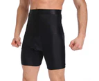 Boxer Underwear Elastic High Waist Fat Burning Non-slip Tight Waist Tummy Control Shapewear for Sports - Black