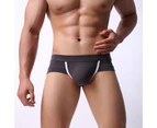 Men Underpants Contrast Color Slim Fit Sweat Absorption Wear-resistant Men Briefs for Inside Wear - Grey