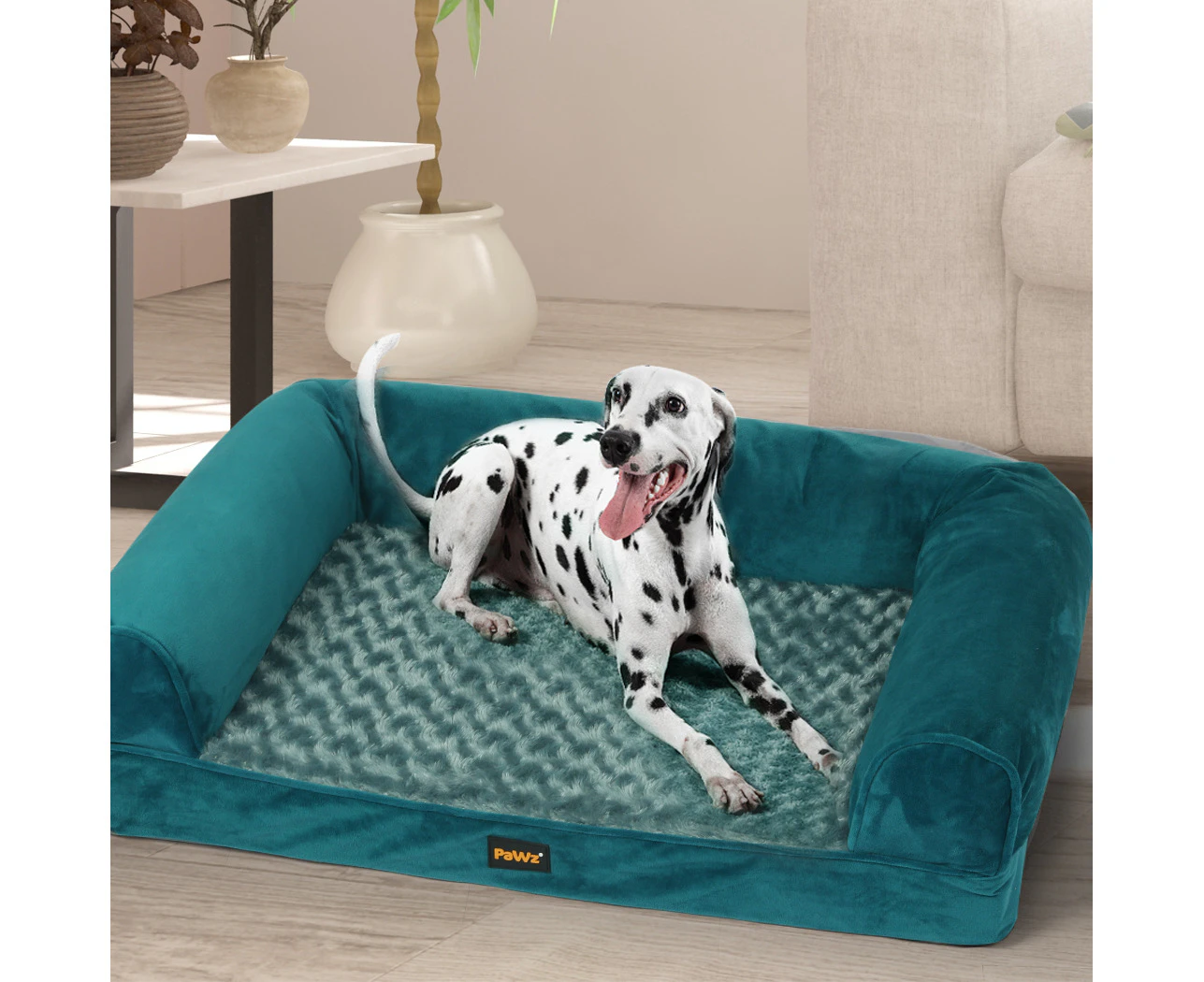 Pawz Dog Calming Bed Warm Soft Plush Comfy Sleeping Memory Foam Mattress Blue L