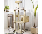Pawz Cat Tree Toy Scratching Post Scratcher Tower Condo Wooden House Cream 130cm