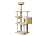 Pawz Cat Tree Toy Scratching Post Scratcher Tower Condo Wooden House Cream 130cm