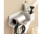 Hair Dyer Holder Punch-free Multi-purpose White Convenient Bathroom Sticky Hair Dryer Wall Rack Washroom Supplies - White