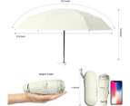 Mini Umbrella Folding Compact Umbrella with Case Lightweight Portable Umbrella Small Sun & Rain Umbrella,Beige