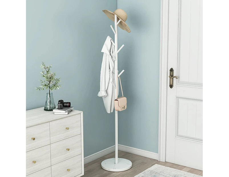 Coat Rack Metal Freestanding Coat Rack Garment Rack for Clothes, Bags, Hats Clothes Stand Organizer for Home, Office, Entryway, Hallway - White