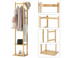 Bamboo Clothing Rack, Corner Coat Rack Stand for Entryway Bedroom Living Room