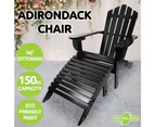 Adirondack Chair W/ Ottoman Outdoor Lounge Furniture Garden Beach Deck Black