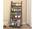 4Tier Ladder Shelf Wooden Leaning Bookshelf Tall Standing Flower Stand Plant Rack