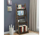 4Tier Ladder Shelf Wooden Leaning Bookshelf Tall Standing Flower Stand Plant Rack