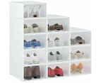 15PCS Shoe Box Stackable Storage Case Clear Plastic Boxes Transparent Organiser