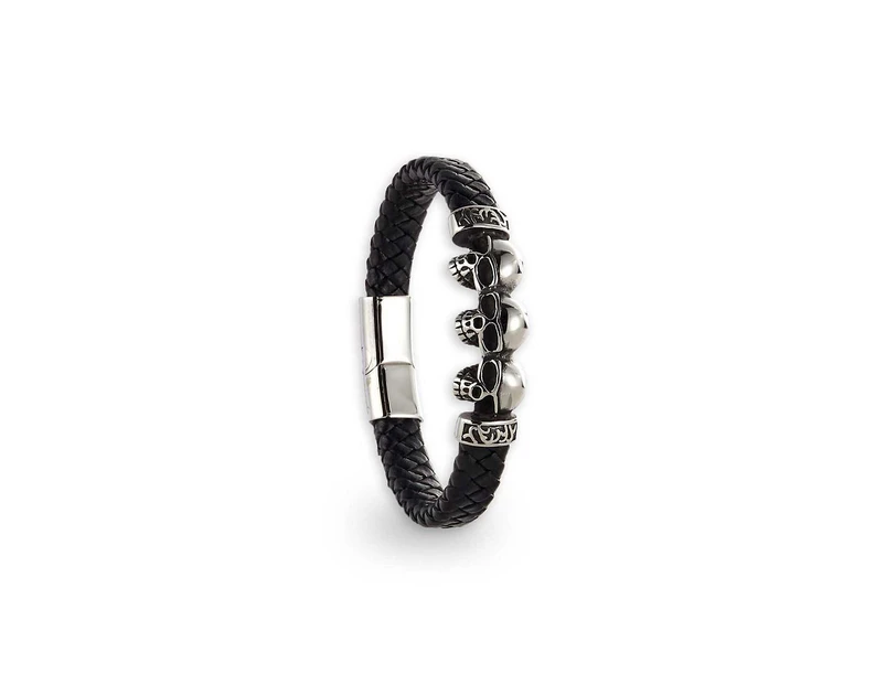 Men Leather Bracelet Cuff Wristband Strap With Arrow Lion Tiger Skull&Bones Wrap