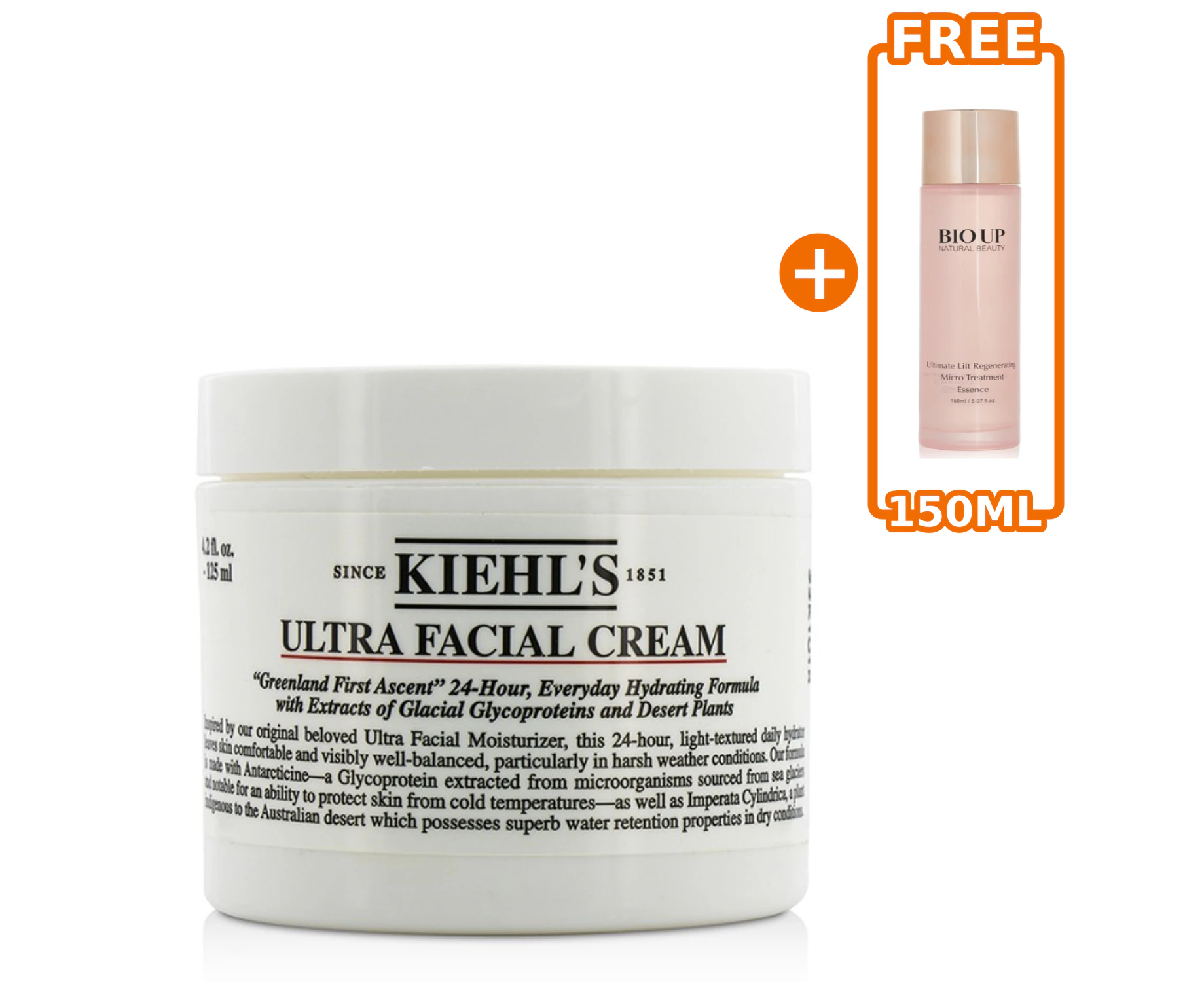 Kiehl's Ultra-Facial Cream 125ML + FREE Natural Beauty BIO UP Micro Treatment Essence 150ml