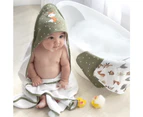 4pc Living Textiles Infant/Baby Cotton Wash Cloths Forest Retreat/Olive Dots