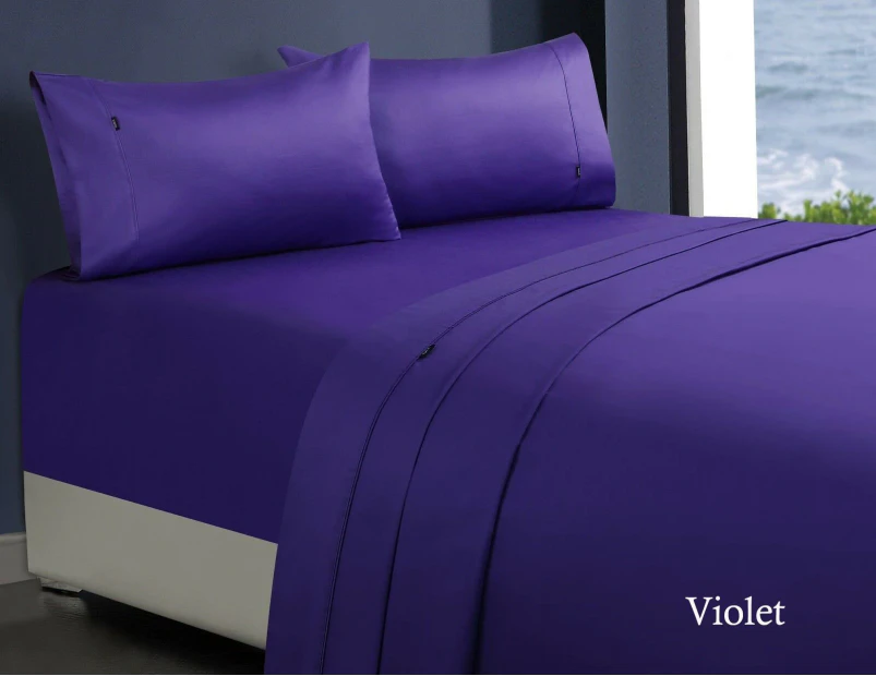 Amor 1000tc 100% Premium Egyptian Cotton Sheet Sets Fitted Flat Sheet Pillowcases All Size Violet