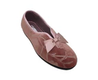 Grosby Violet Ladies Slippers Slip on Velour Upper Floral Pattern - Blush