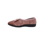 Grosby Violet Ladies Slippers Slip on Velour Upper Floral Pattern - Blush