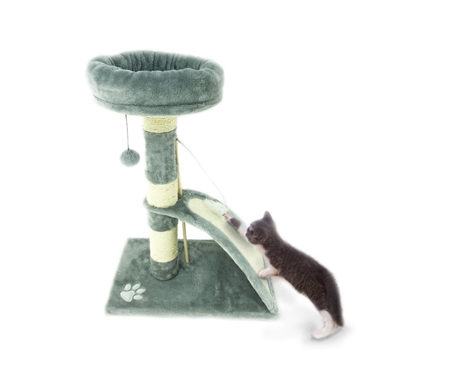 Cutie Paws Multi Level Cat Tree Scratching Post 66cm Grey