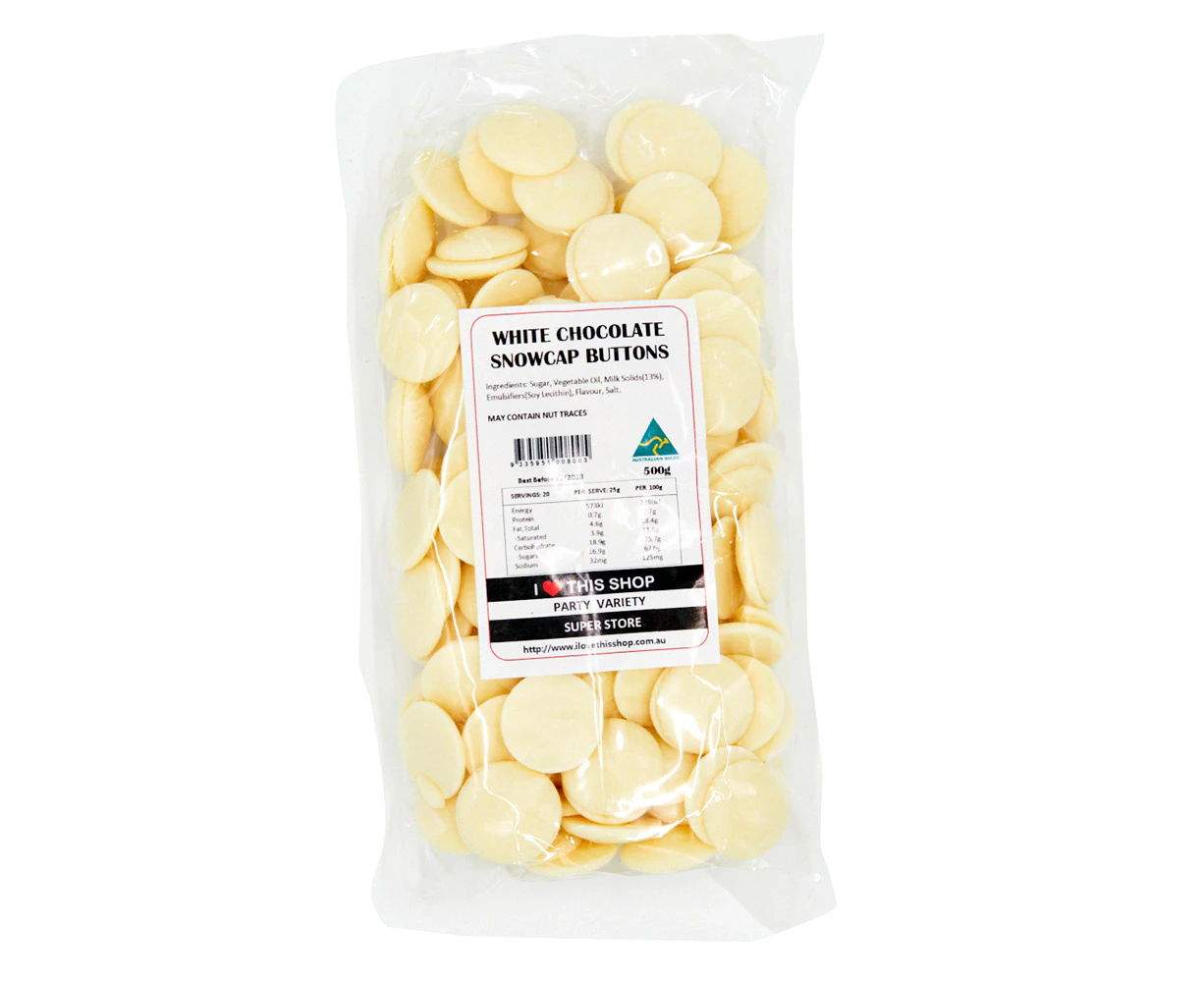 500g White Chocolate Snowcap Buttons