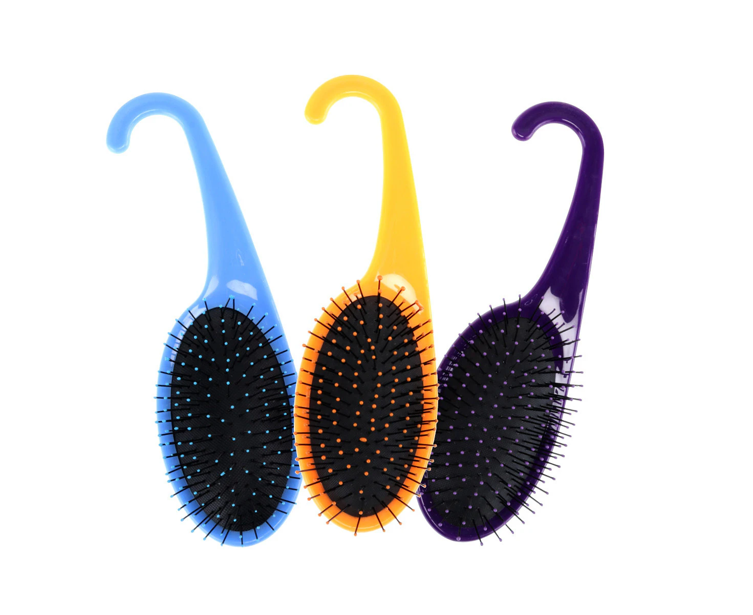 Swosh 3PK Hair Brushes Hang In Shower Design Flexible Bristles 22cm