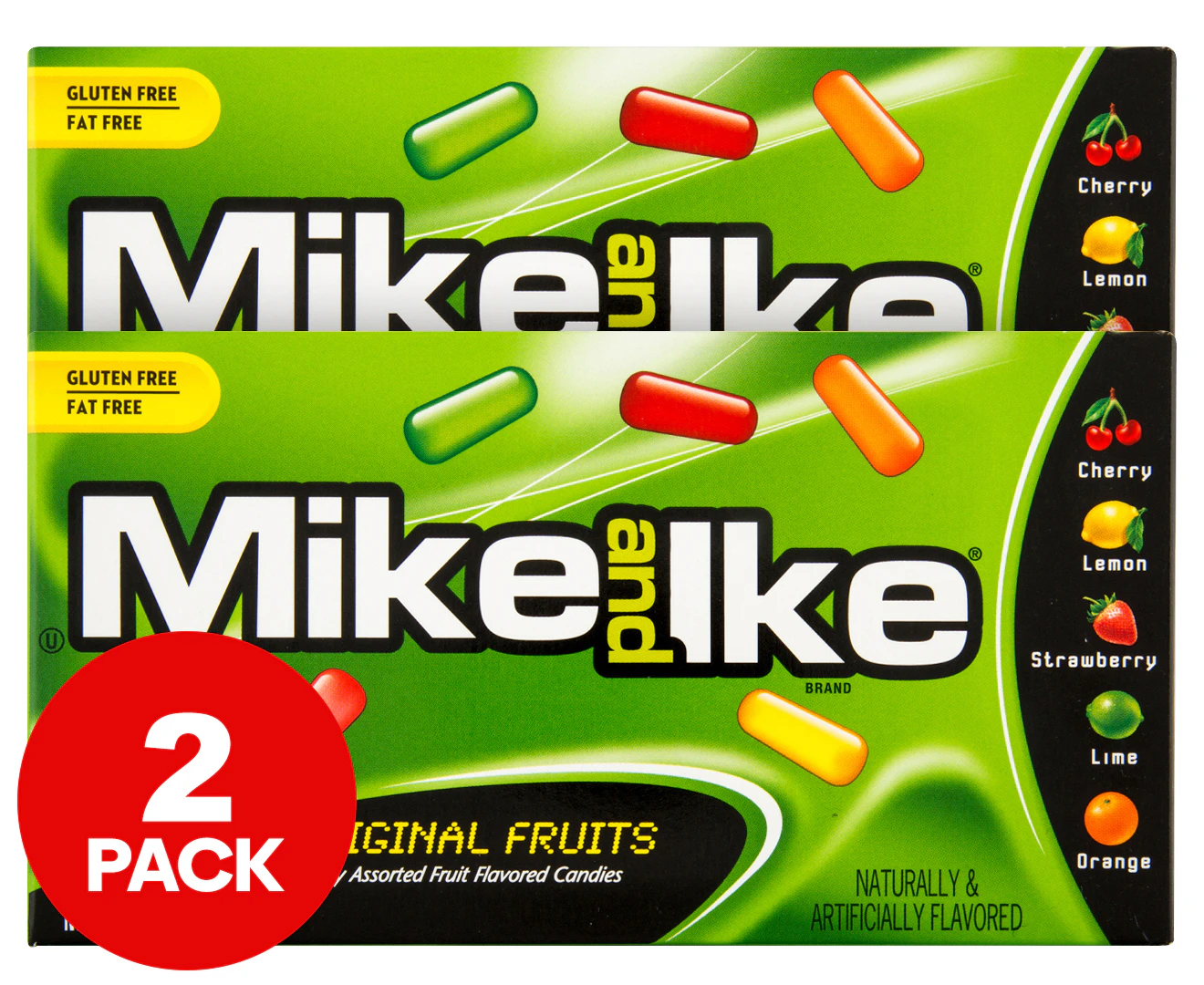 2 x Mike & Ike 141g Original Fruits Flavoured Chewy Confectionery Candy/Sweets