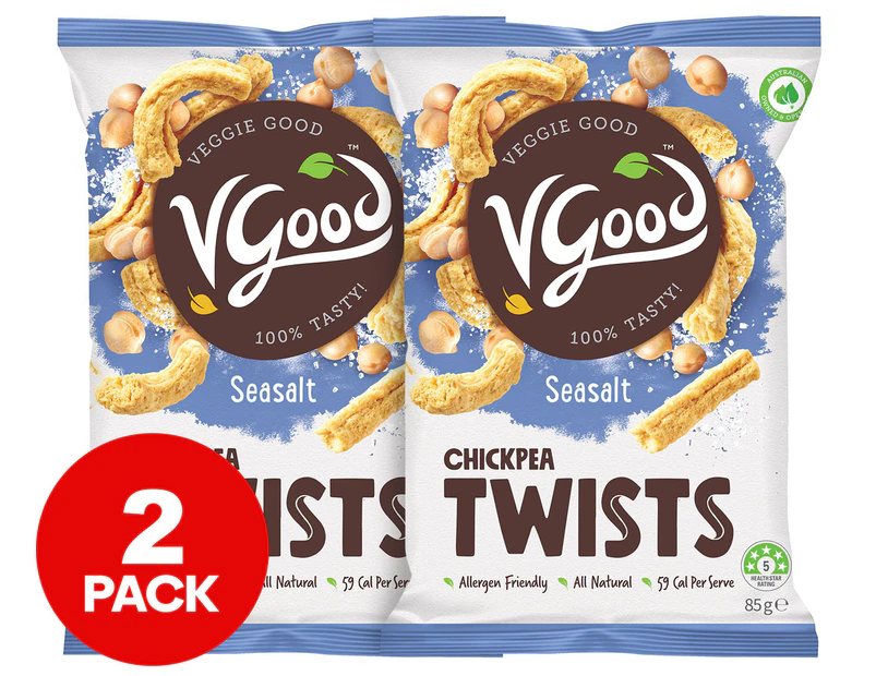 2 x VGood Chickpea Twists Seasalt 85g