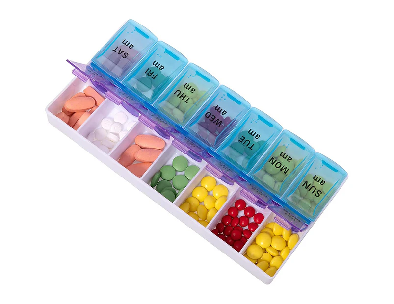 14 Slot 7Day Pill Box Dispenser Medicine AM/PM Medication Organiser Week Case