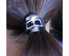 7PC Personality Punk Stereo Hair Rope Halloween Metal Skull Head Hair Ring Hair Accessories Rubber Band Black