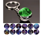 1x Keychain Constellation Keyring Luminous Glass Ball Pendant - Libra