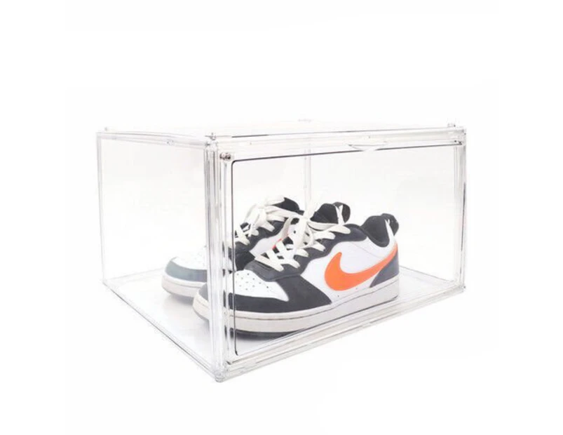 Premium Stackable Shoe Box Sneaker Display Storage Case Magnetic Door Plastic - Transparent