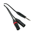 BravoPro PY008-01 1M Y Cable 6.35mm TRS Jack to 2 x 3-pin Male XLR