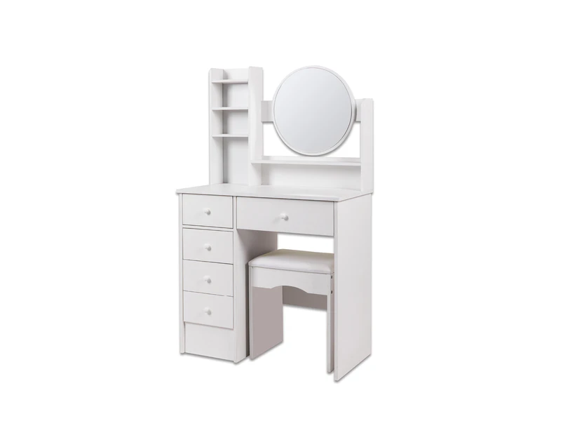 Home Master Dressing Table Set With Stool Round Vanity Mirror Stylish Design