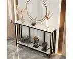 UNHO 2 Tier Heavy Duty Marble Stone Console Table Large Storage Entryway Decorative Tables
