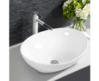 Costway Ceramic Bathroom Basin Sink Above Counter Top Oval w/Drainer Set Gloss Vanity